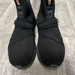 Puma Black Knit Cross-Strap Sneakers